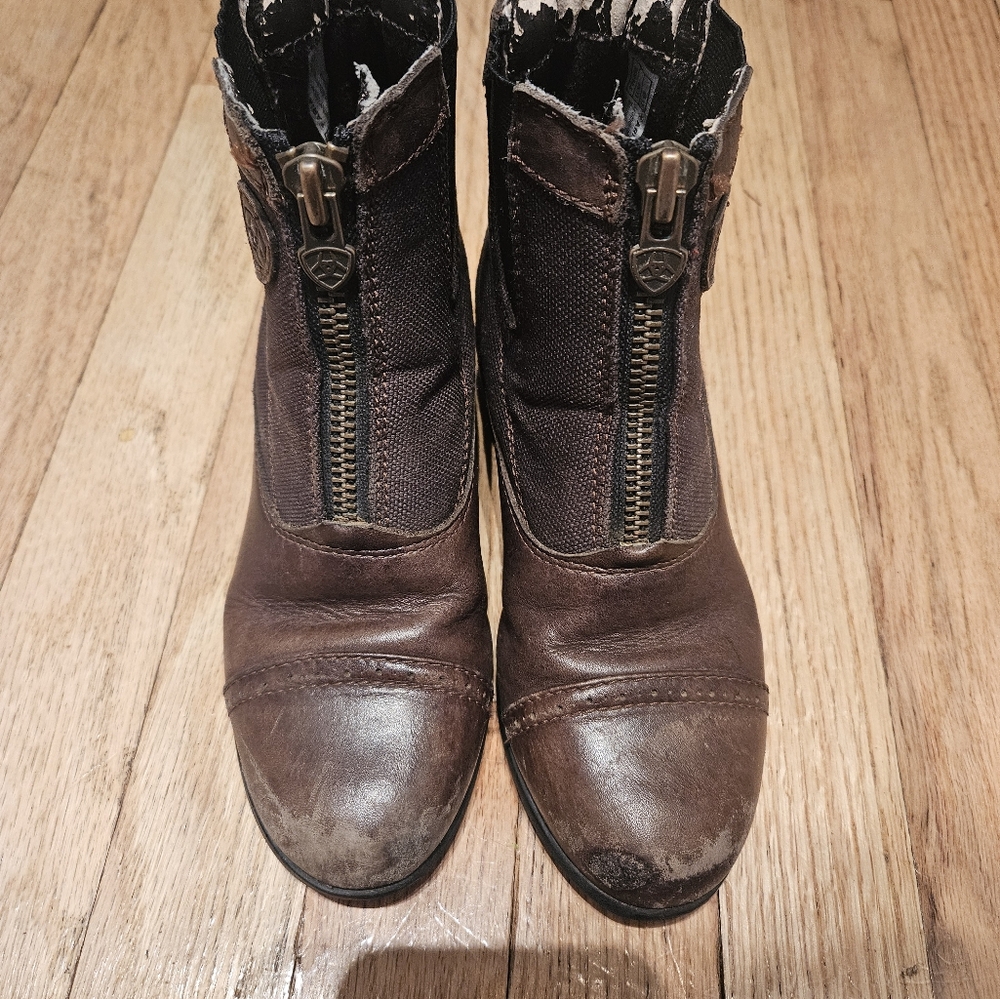 Brown Leather Ankle Boots with Zipper
